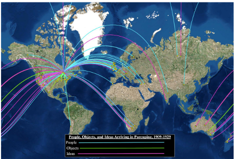 Mica Jorgenson's flow map of the Porcupine Gold Rush.