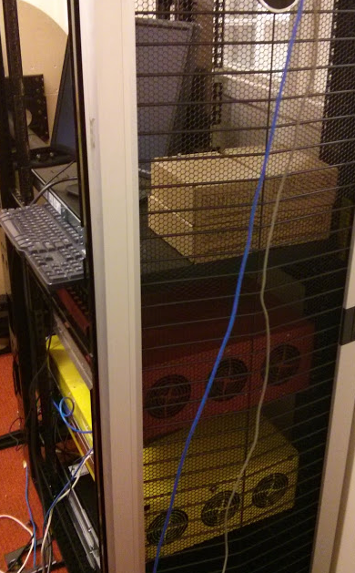 Two storage pods in a rack